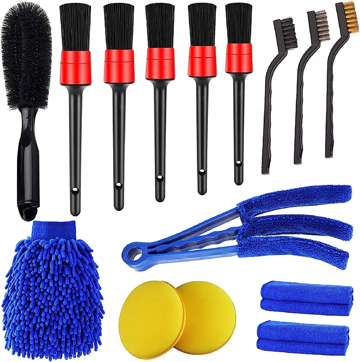 SET PERII LAVETE PENTRU CURATAT INTERIOR EXTERIOR - DETAILING AUTO 15 PIESE