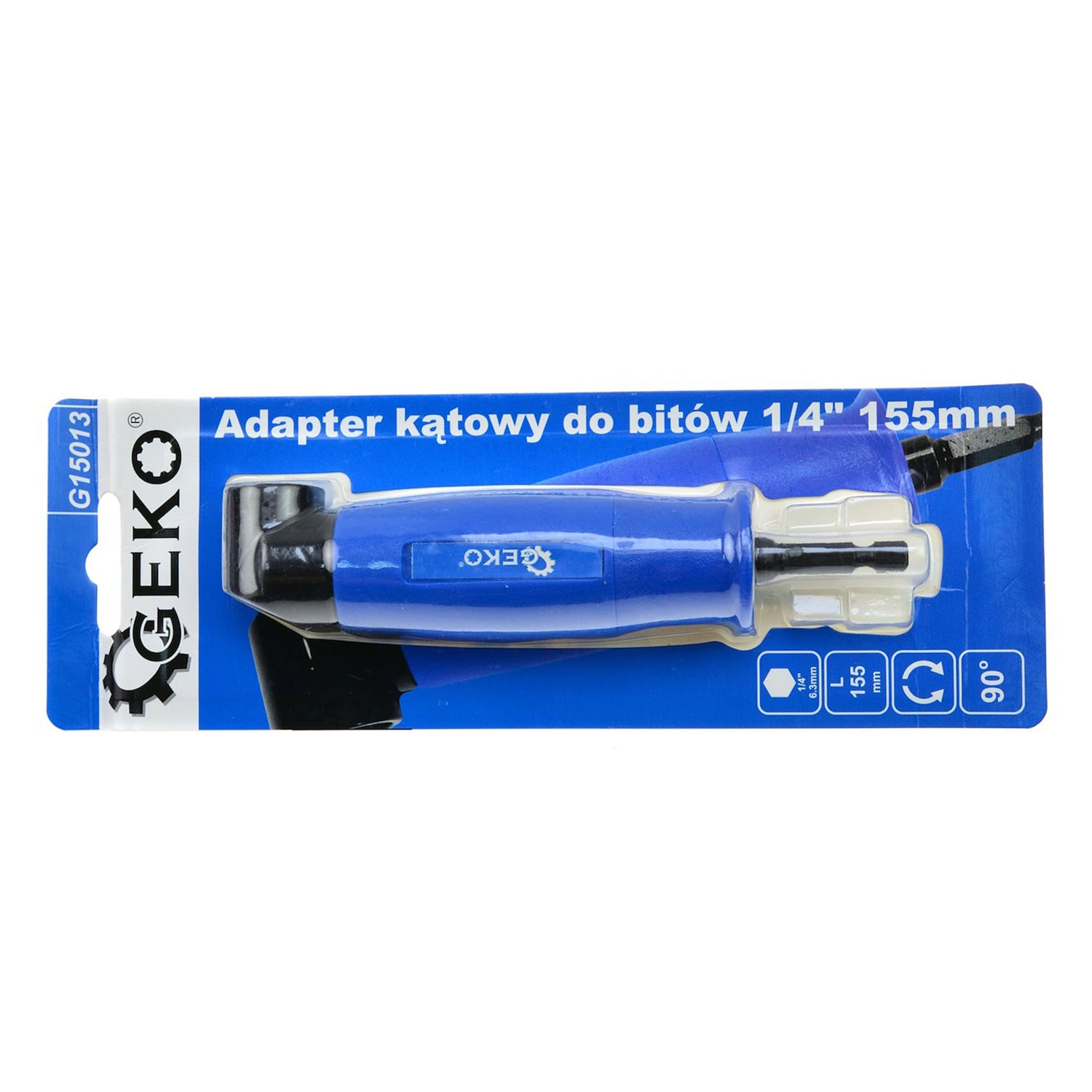 Adaptor unghiular pentru biti 1/4" 155mm GEKO