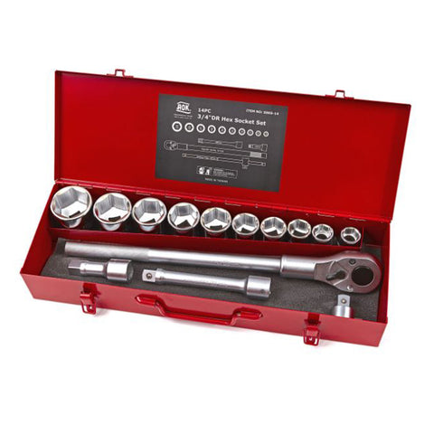 TRUSA PROFESIONALA AOK TUBULARE CU CLICHET 3/4 22-50MM 14 PIESE