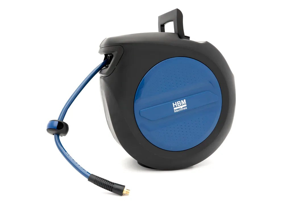 TAMBUR FURTUN AER COMPRIMAT 30M CU BLOCARE SI RETRAGERE AUTOMATA, SUPORT ROTATIV 180° HBM