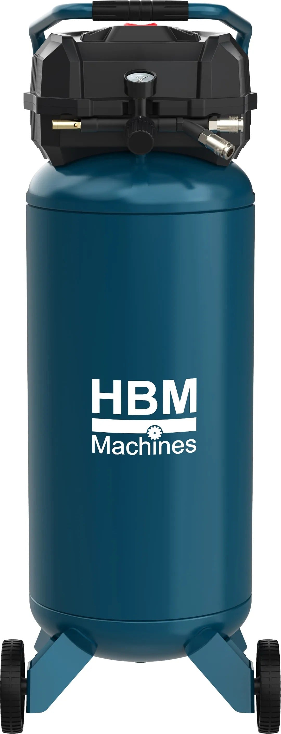 COMPRESOR VERTICAL HBM OLANDA 50L FARA ULEI, 10 BAR, 180 L/MIN, SILENTIOS, CU ROTI SI MANER, INTRETINERE REDUSA