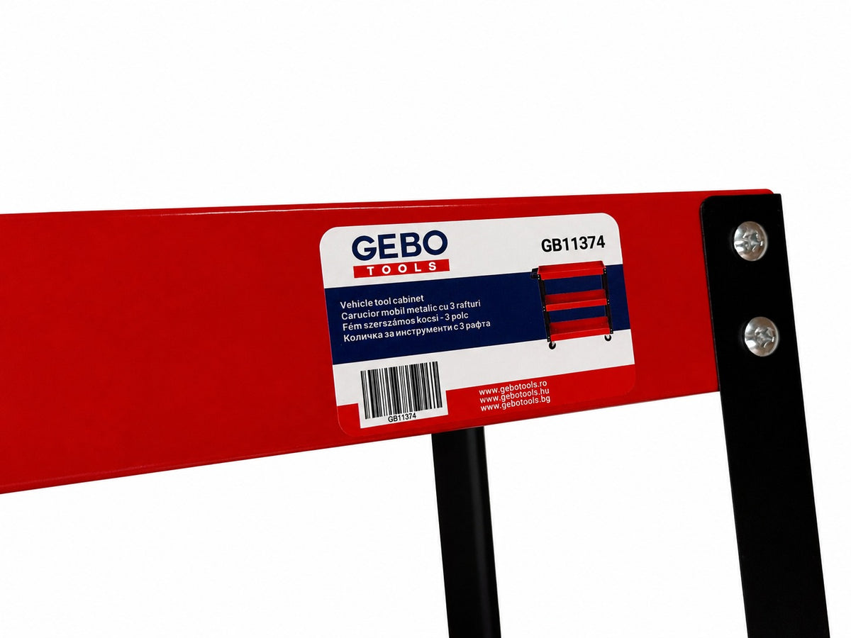 Carucior mobil metalic cu 3 rafturi GEBO tools