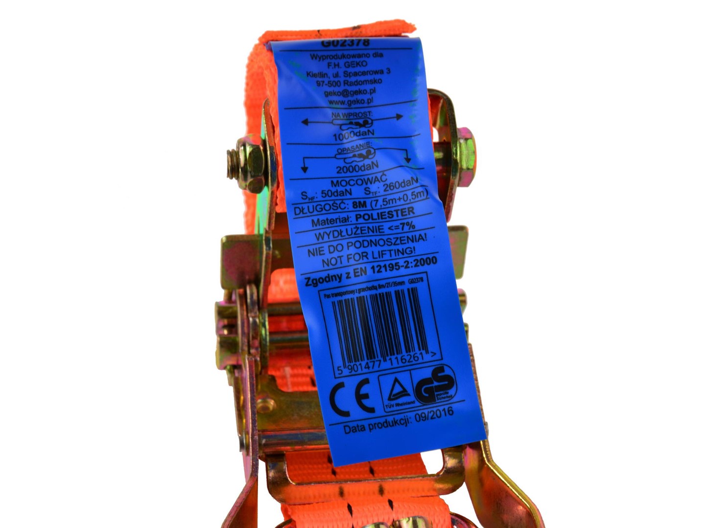 Chinga curea de ancorare cu clichet 8m 2T 35mm