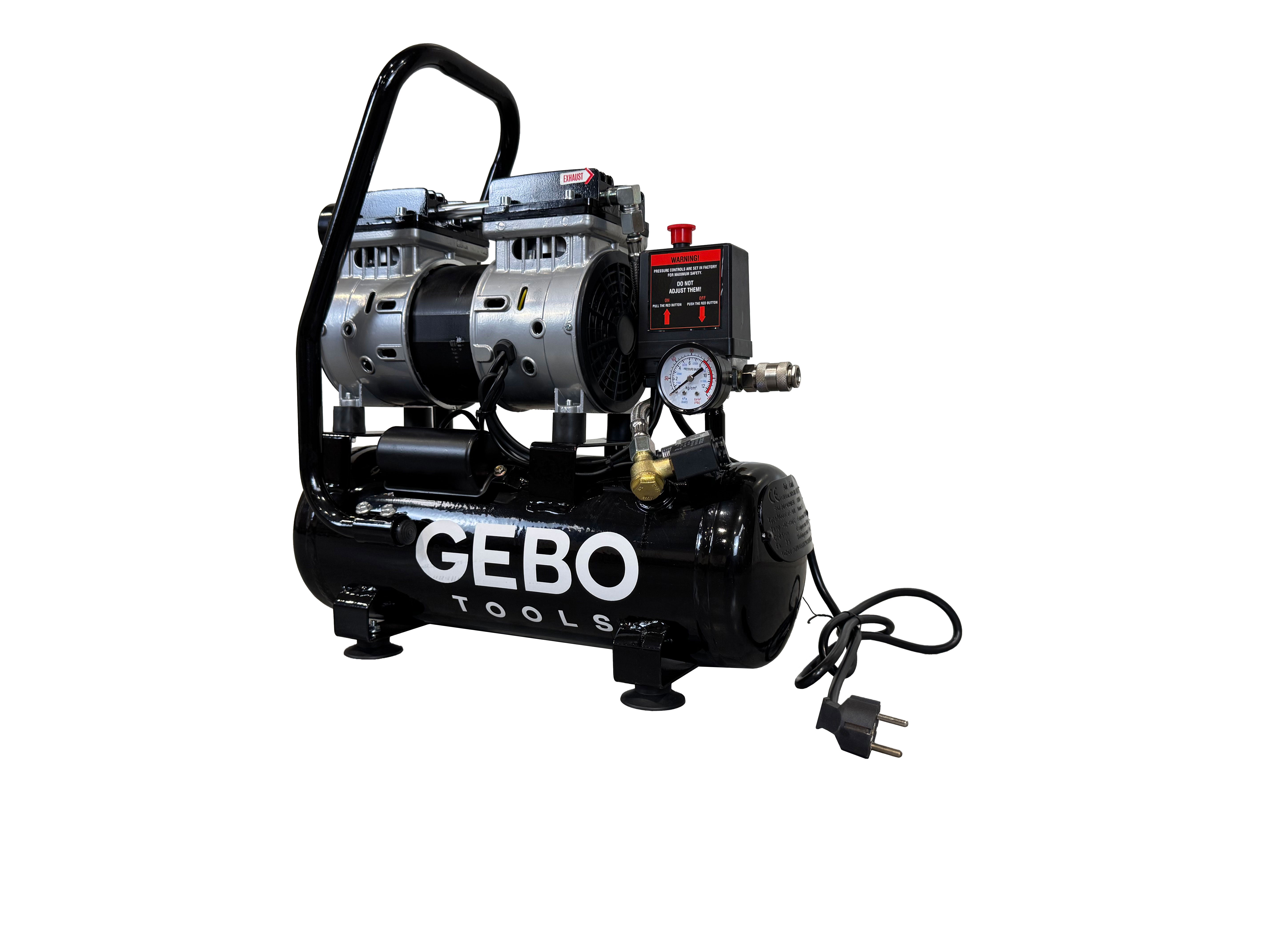 Compresor silentios cu zgomot redus fara ulei 9l GEBO TOOLS