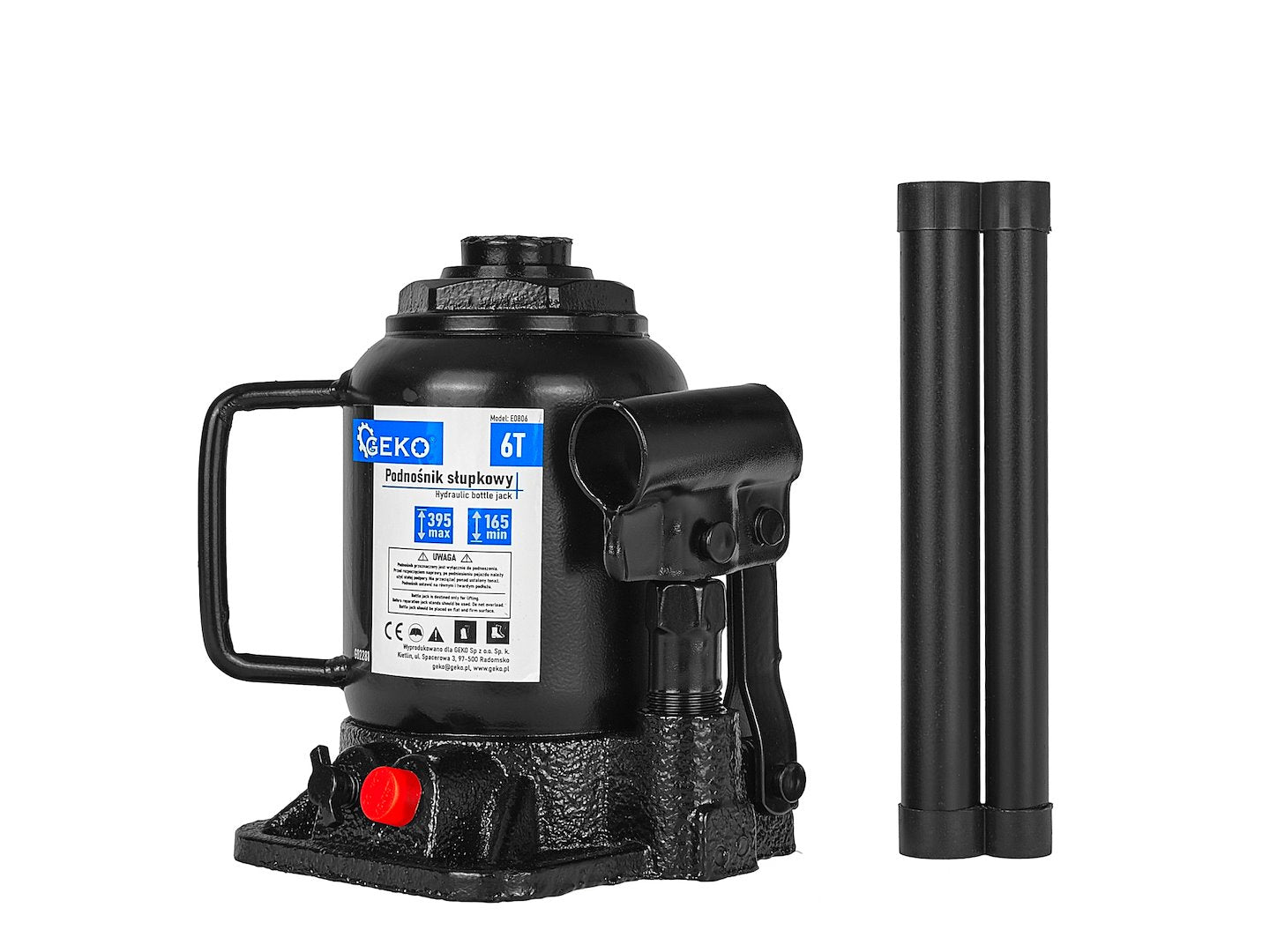 Cric hidraulic tip butelie 6t cu piston dublu, talie joasa - GEKO