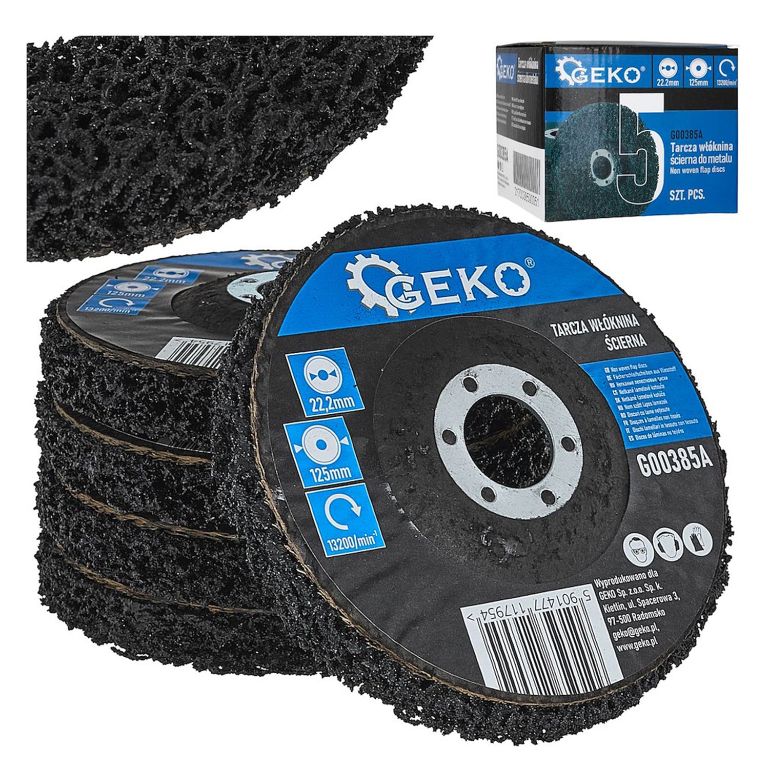 Disc abraziv 125 x 22.2 mm clean&strip pentru curatare metal, otel inoxidabil si plastic, GEKO