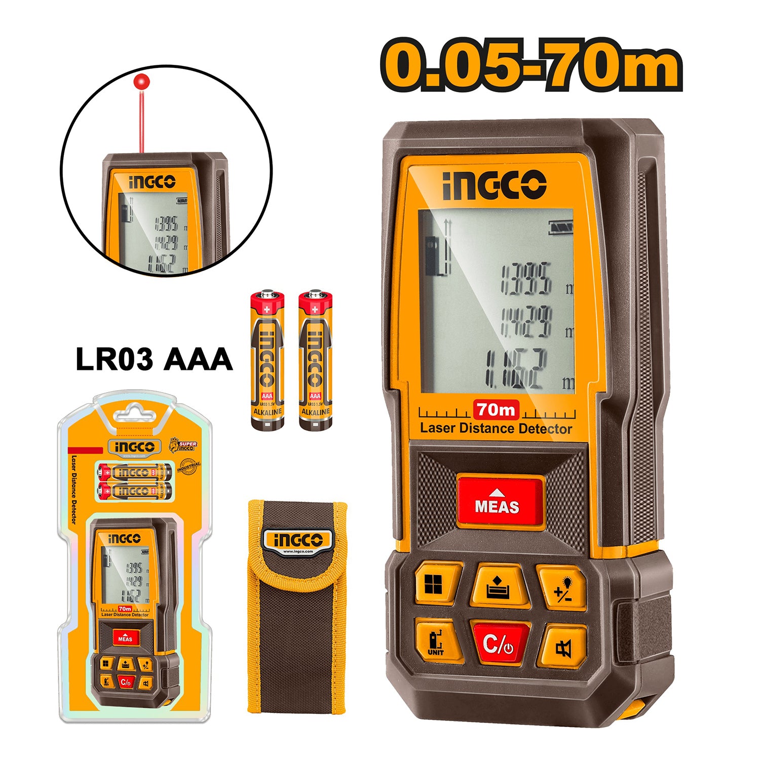 Distantier telemetru cu laser 70m - INGCO