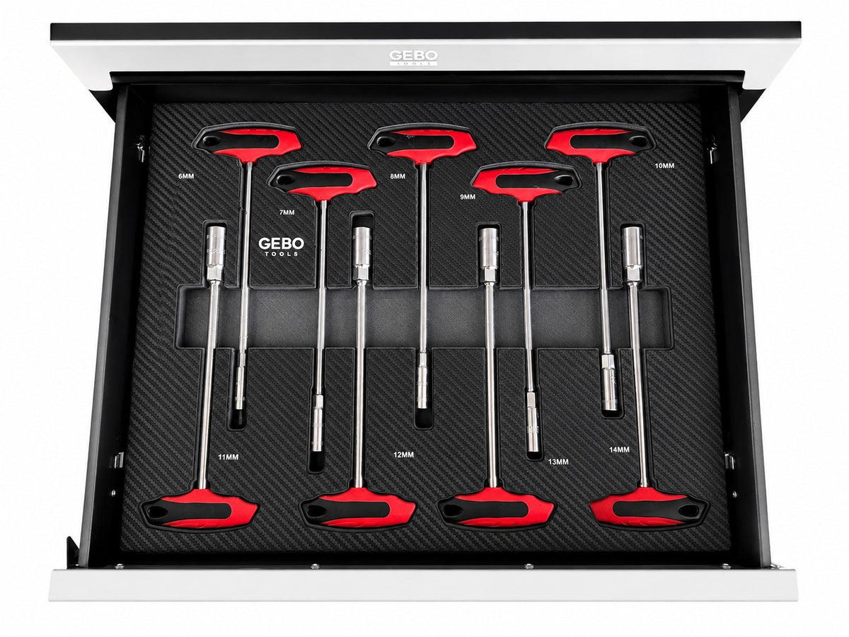 Dulap de scule echipat profesional cu 7 sertare 7 module carbon 262 piese GEBO TOOLS