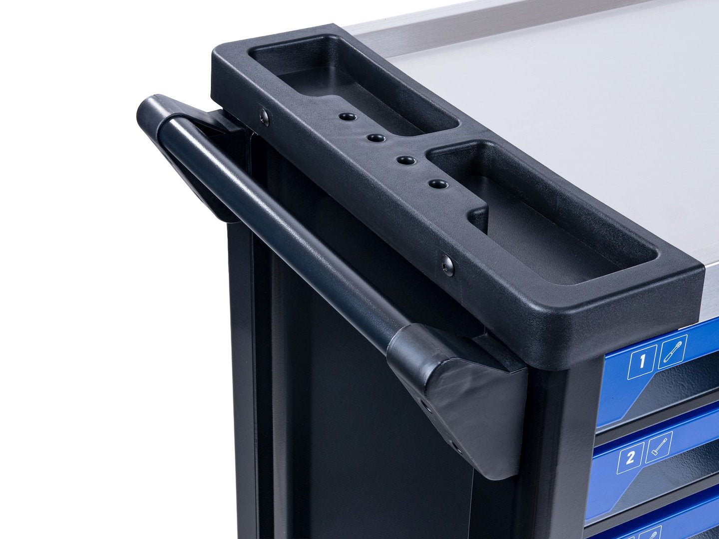 Dulap de scule GEKO cu 7 sertare, echipat cu 407 piese, 7 module carbon