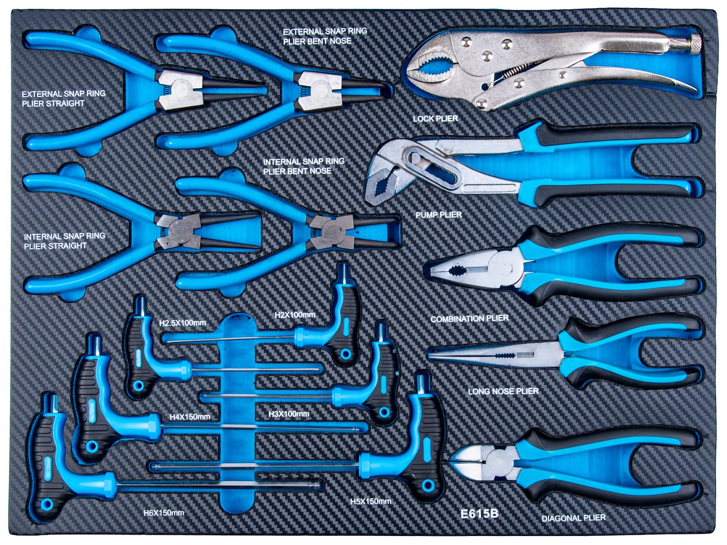 Dulap de scule GEKO cu 7 sertare, echipat cu 407 piese, 7 module carbon