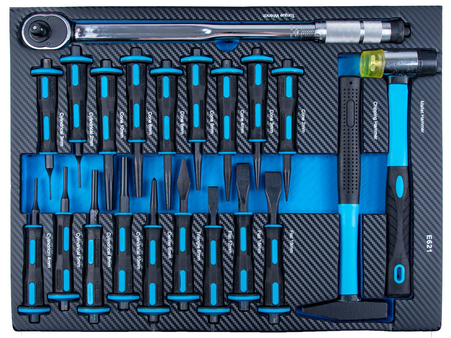 Dulap de scule GEKO cu 7 sertare, echipat cu 407 piese, 7 module carbon