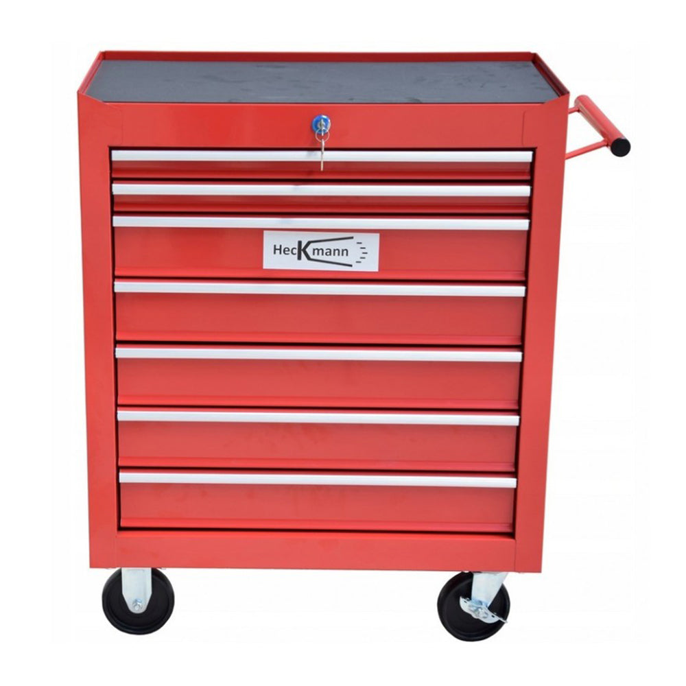 Dulap metalic neechipat pentru scule, cu 7 sertare, rosu, cu roti 78 x 62 x 33 cm