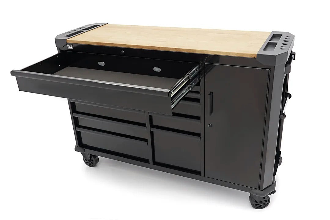 Dulap metalic profesional 10 sertare carucior mobil banc de lucru 147cm, blat lemn masiv HBM OLANDA