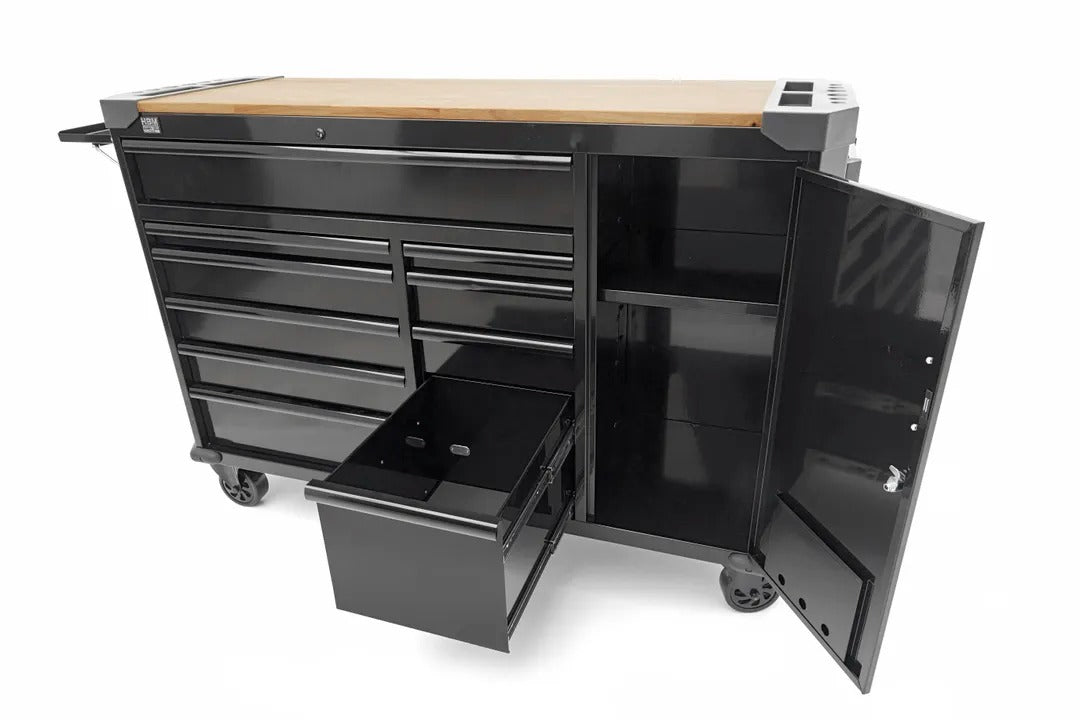 Dulap metalic profesional 10 sertare carucior mobil banc de lucru 147cm, blat lemn masiv HBM OLANDA