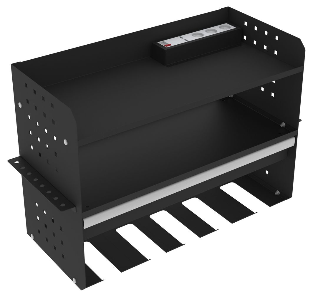 Dulap suspendat organizator de perete pentru scule electrice si pneumatice cu sertar HBM
