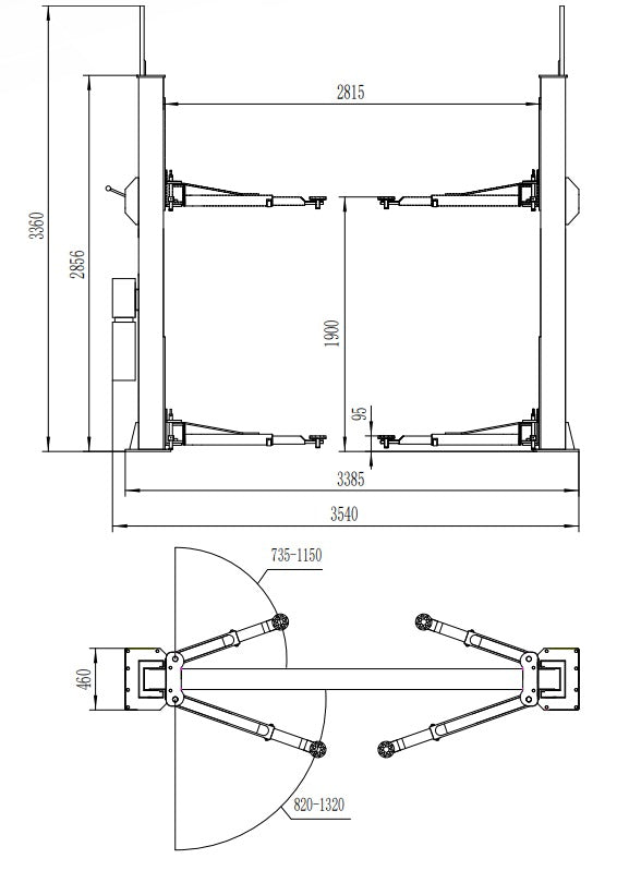 Elevator auto 2 coloane 4T cu deblocare manuala 380V INVENTO el s40m