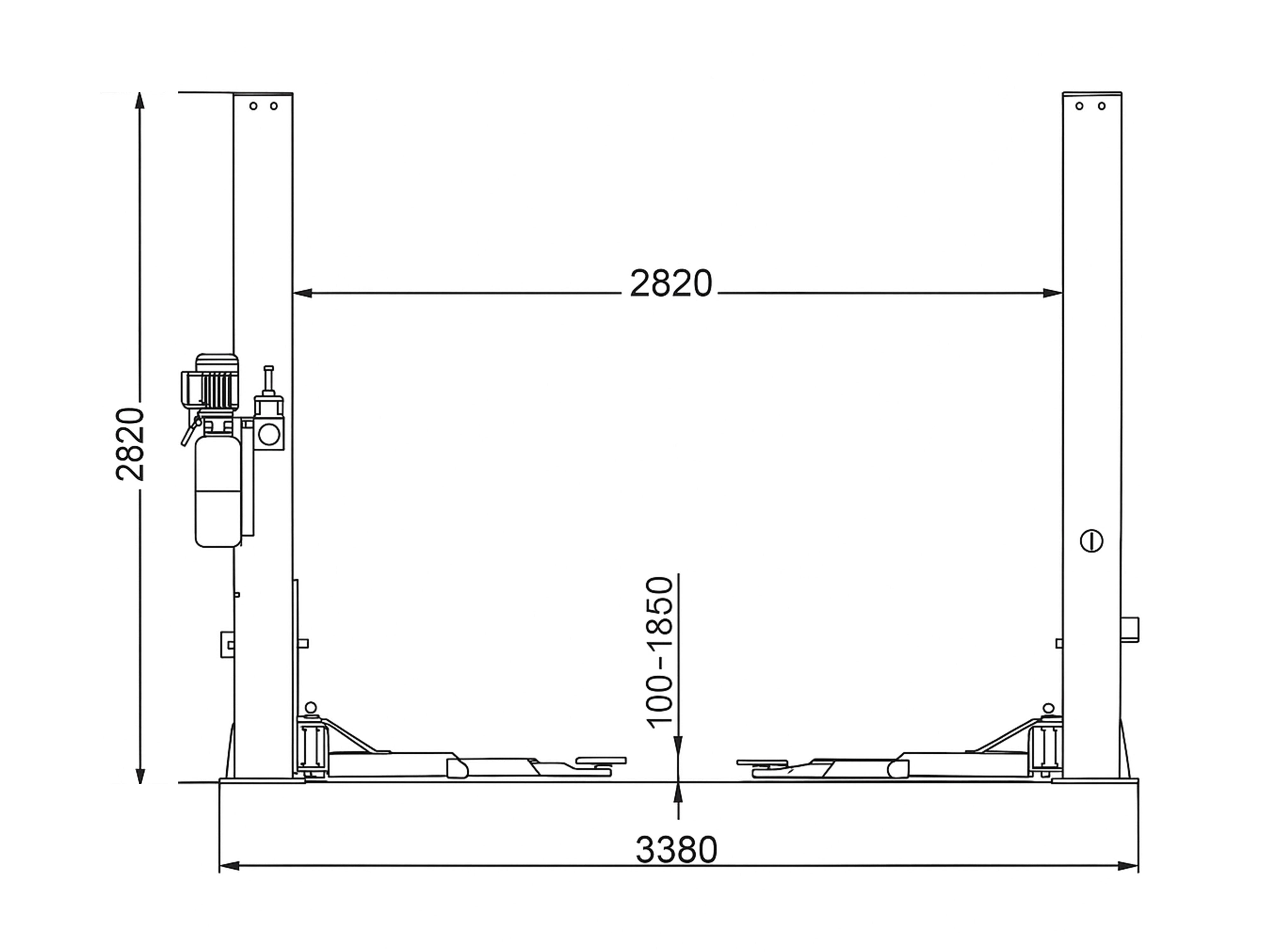Elevator auto 2 coloane 4T cu deblocare manuala electrohidraulica 230V