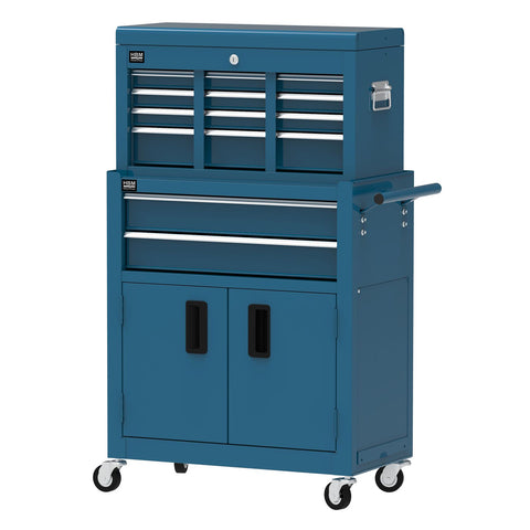 DULAP METALIC PREMIUM PENTRU SCULE, 2 PIESE, 6 SERTARE SI 2 USI, ALBASTRU, HBM, OLANDA, 61,4 X 33 X 106,4 CM
