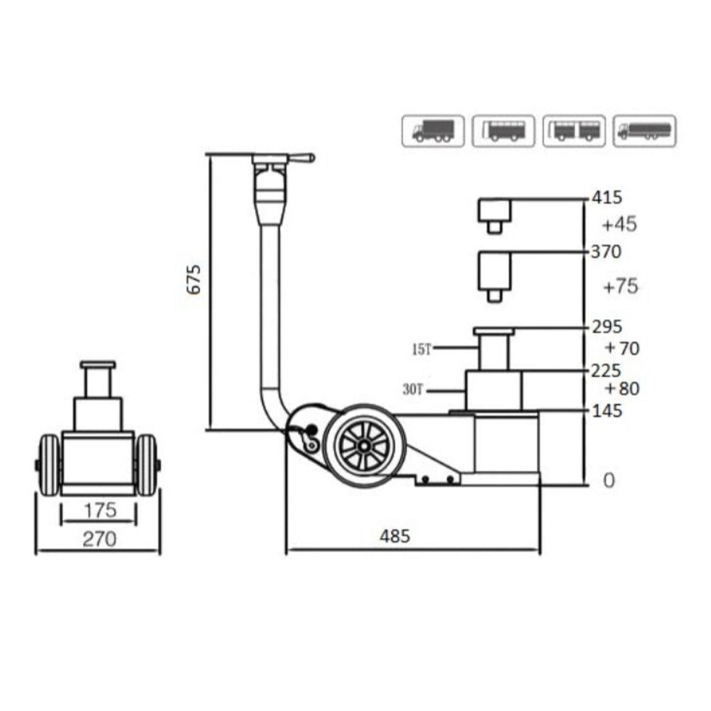 CRIC HIDRO-PNEUMATIC 30T/15T MAMMUTH