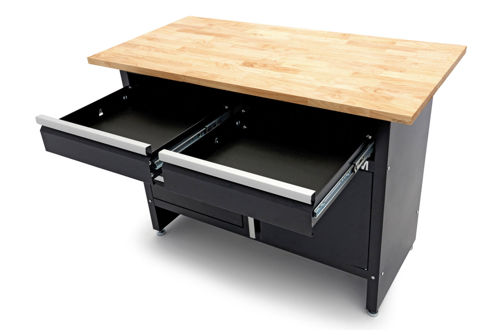 BANC DE LUCRU METALIC 120 CM CU 5 SERTARE 1 USA SI BLAT DIN LEMN MASIV HBM