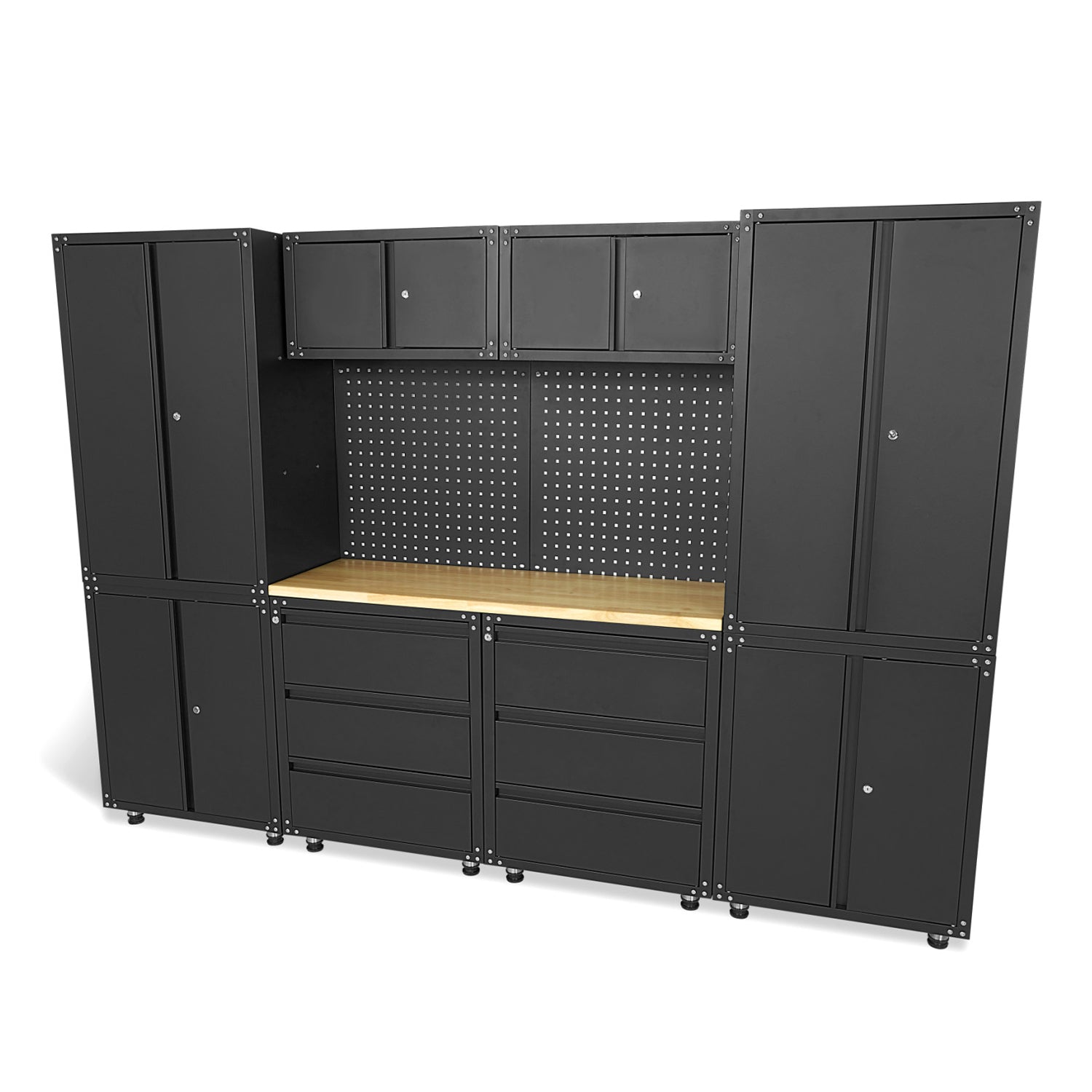 SET MOBILIER METALIC MODULAR PREMIUM HBM MACHINES 11 PIESE, 187.5 X 268.5 X 48.2 CM NEGRU MAT