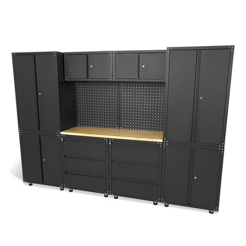SET MOBILIER METALIC MODULAR PREMIUM HBM MACHINES 11 PIESE, 187.5 X 268.5 X 48.2 CM NEGRU MAT