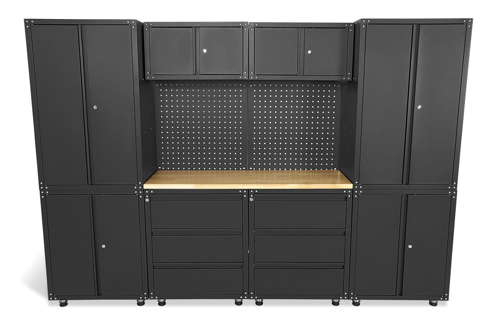 SET MOBILIER METALIC MODULAR PREMIUM HBM MACHINES 11 PIESE, 187.5 X 268.5 X 48.2 CM NEGRU MAT