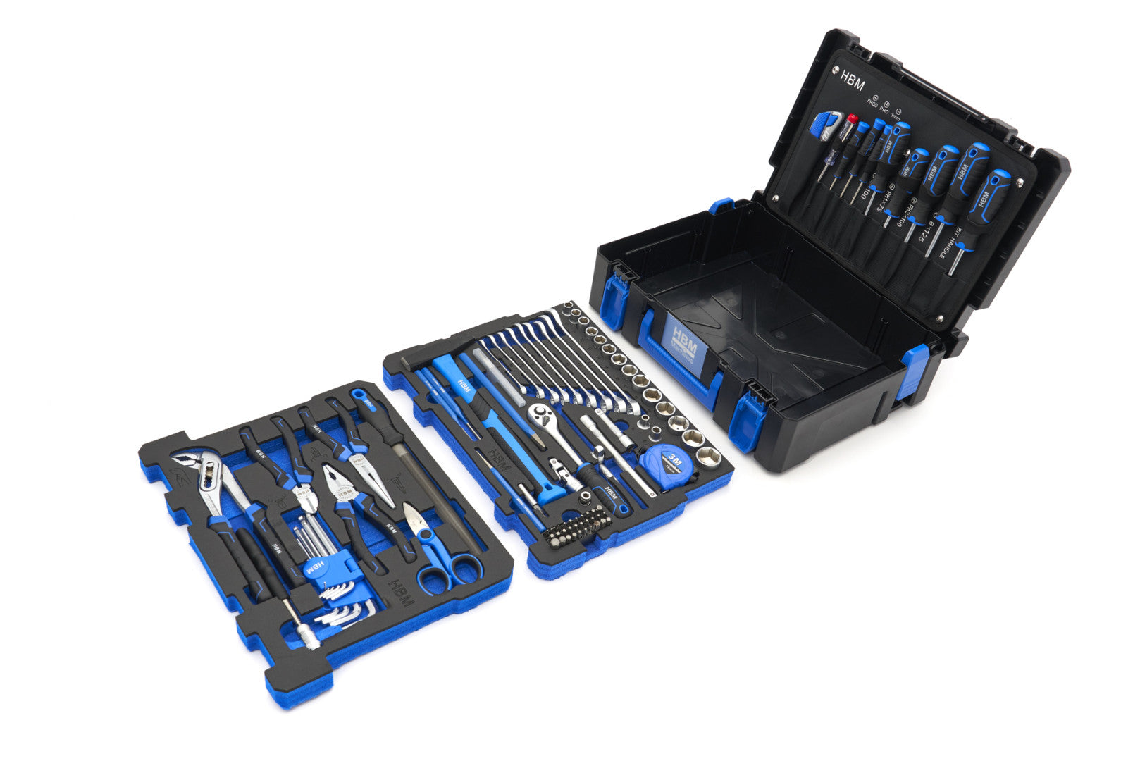 SET CUTII CU SCULE 105 PIESE SI PLATFORMA CU ROTI HBM