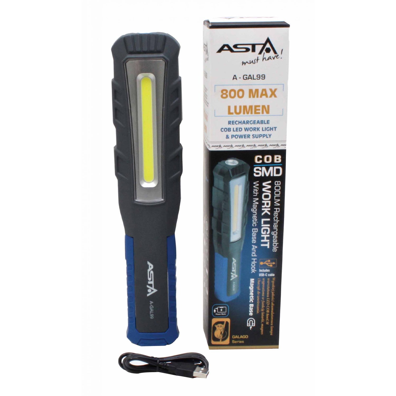Lampa LED COB cu acumulator 800 lumeni ASTA