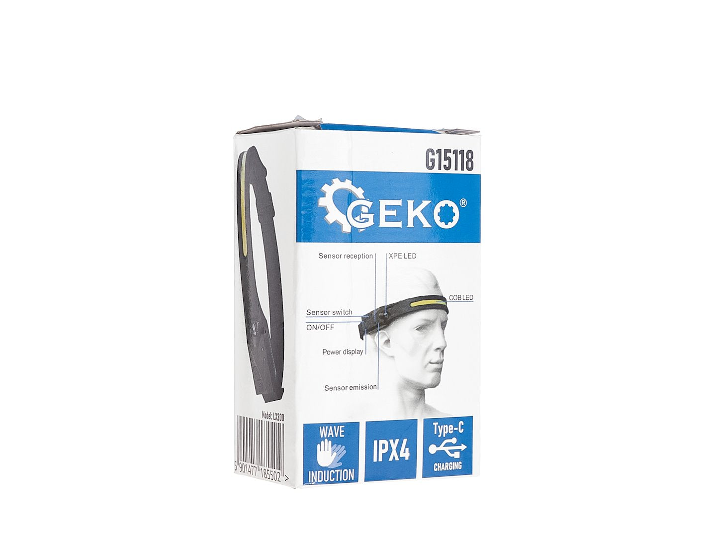 Lanterna frontala cu acumulator intern, senzor de miscare, rezistent la apa, banda LED COB 3w GEKO