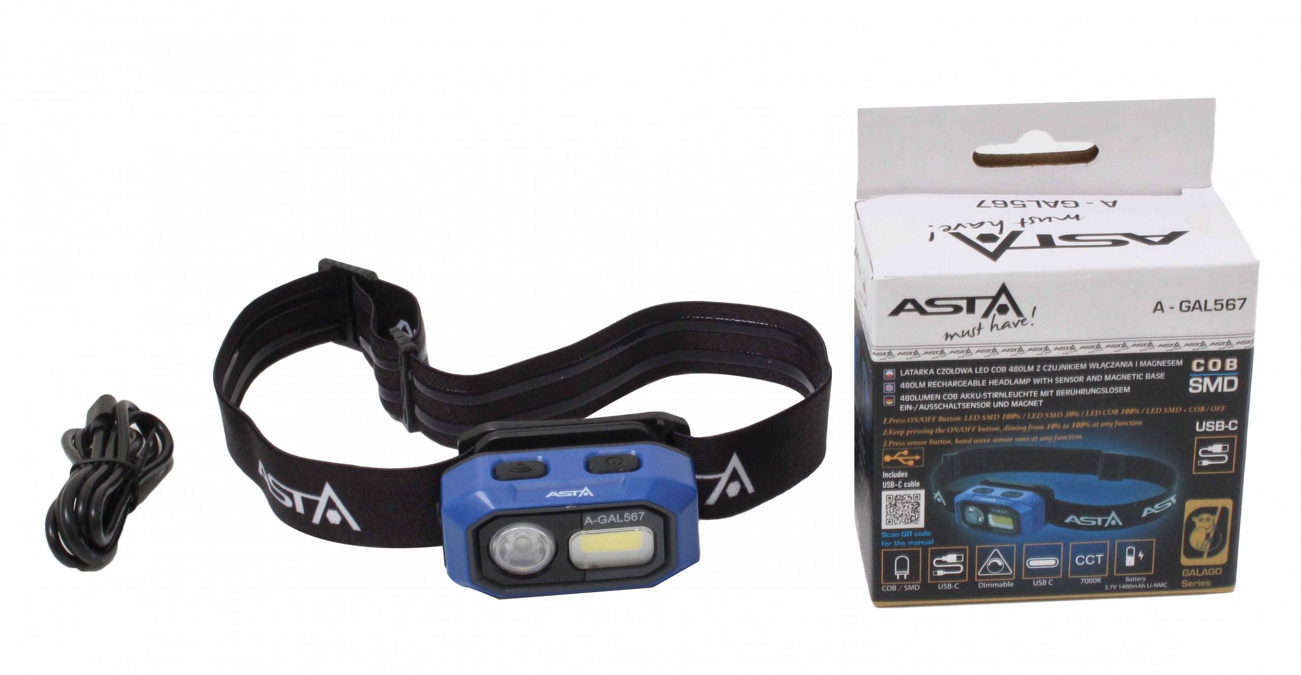 Lanterna frontala lampa de cap LED COB 480 lumeni
