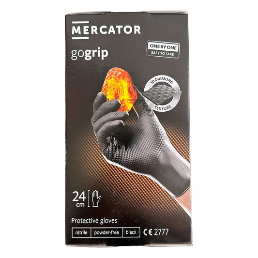 MANUSI DE NITRIL PREMIUM MERCATOR GOGRIP ONE BY ONE CULOARE NEAGRA, MARIMEA XL, SET DE 100 BUC