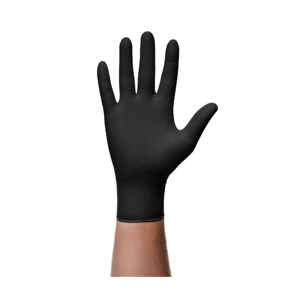 Manusi de nitril premium MERCATOR GOGRIP ONE BY ONE culoare neagra, marimea m, set de 100 buc