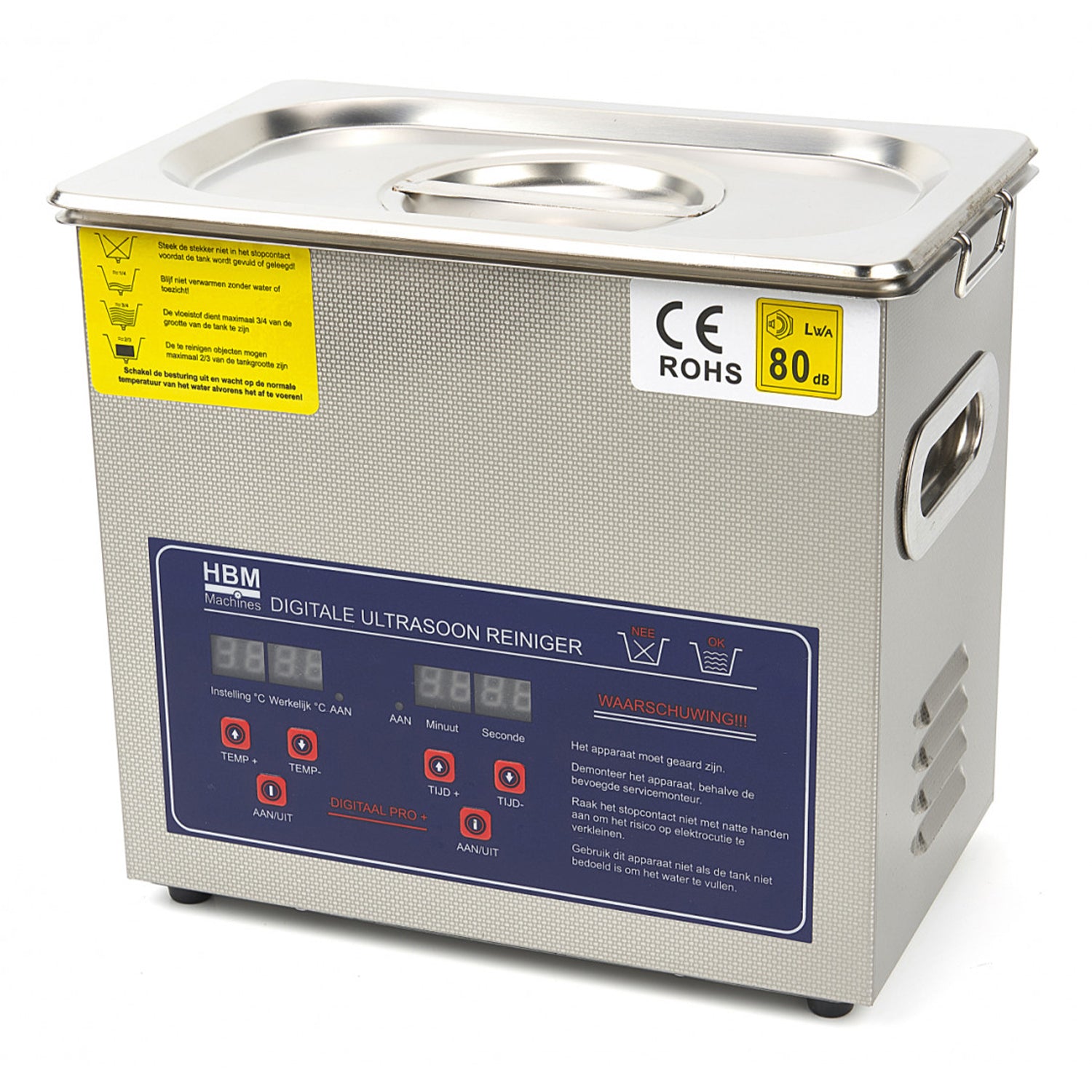 Masina de curatat cu ultrasunete 3l, otel inoxidabil, cronometru digital, HBM MACHINES OLANDA