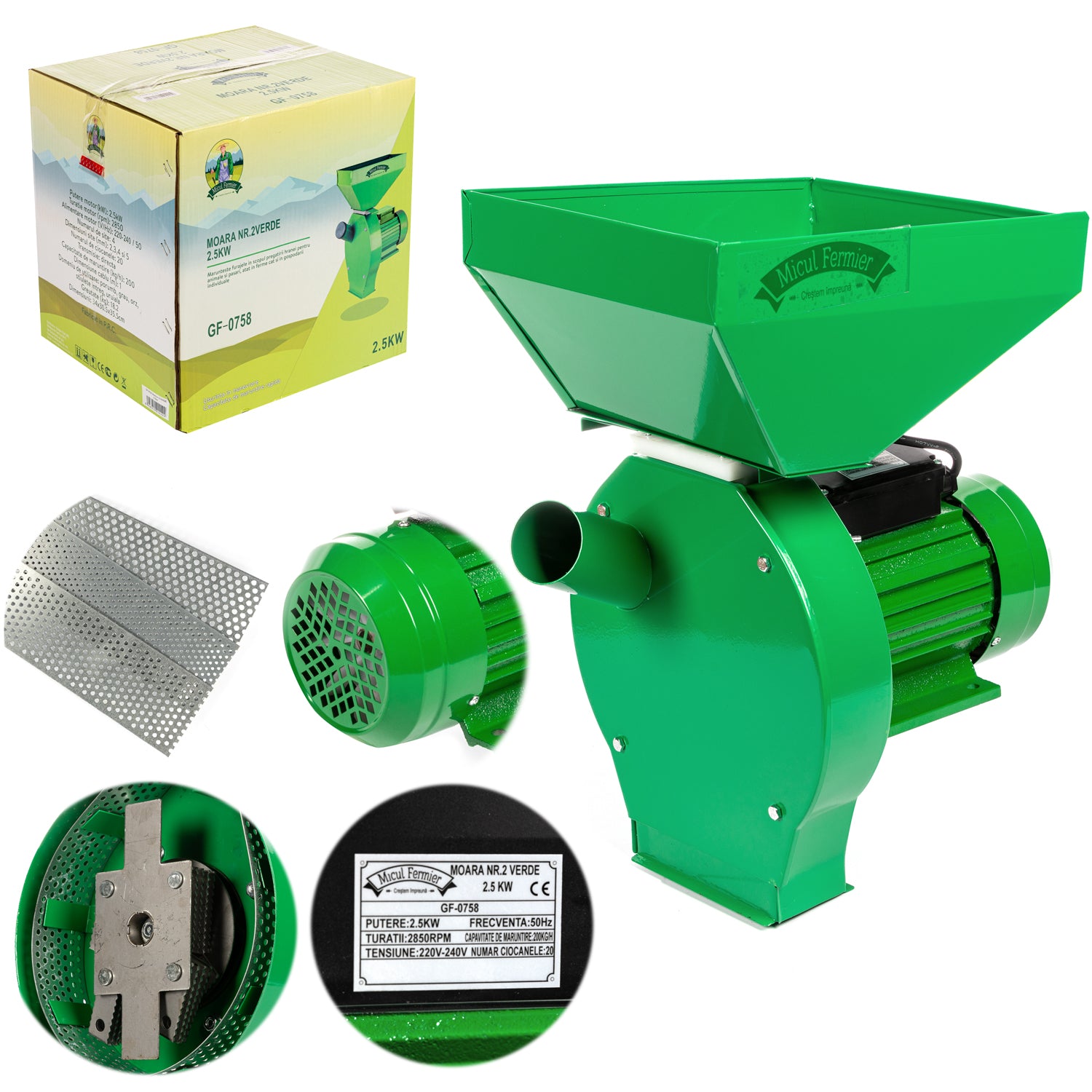 Moara electrica pentru macinat 2.5KW model 3 200kg/ ora