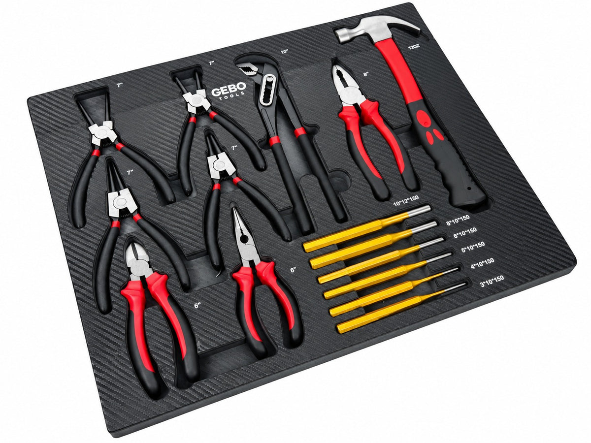 Modul burete organizator dulap de scule, clesti, dornuri si ciocan, 16 piese, 54 x 39,5 x 3 cm GEBO TOOLS