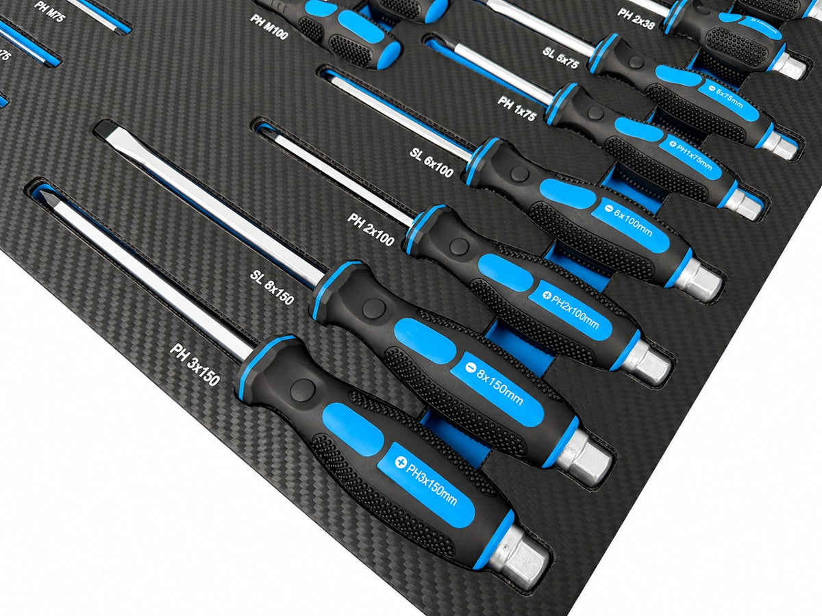 Modul dulap scule cu surubelnite profesionale, 21 piese GEBO TOOLS