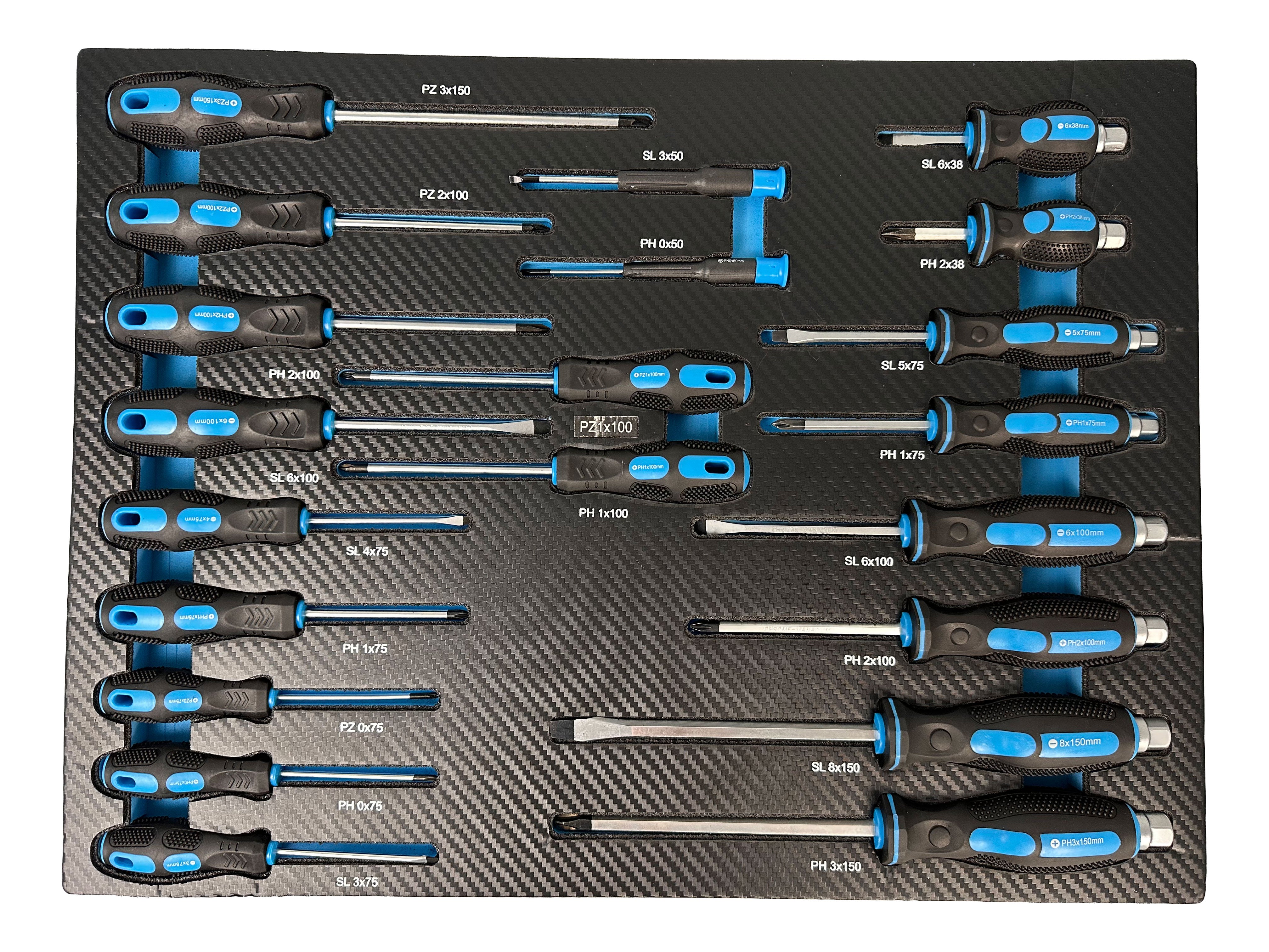 Modul dulap scule cu surubelnite profesionale, 21 piese GEBO TOOLS