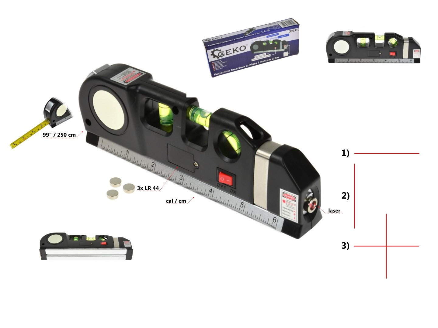 Nivela boloboc multifunctionala cu laser 2.5m