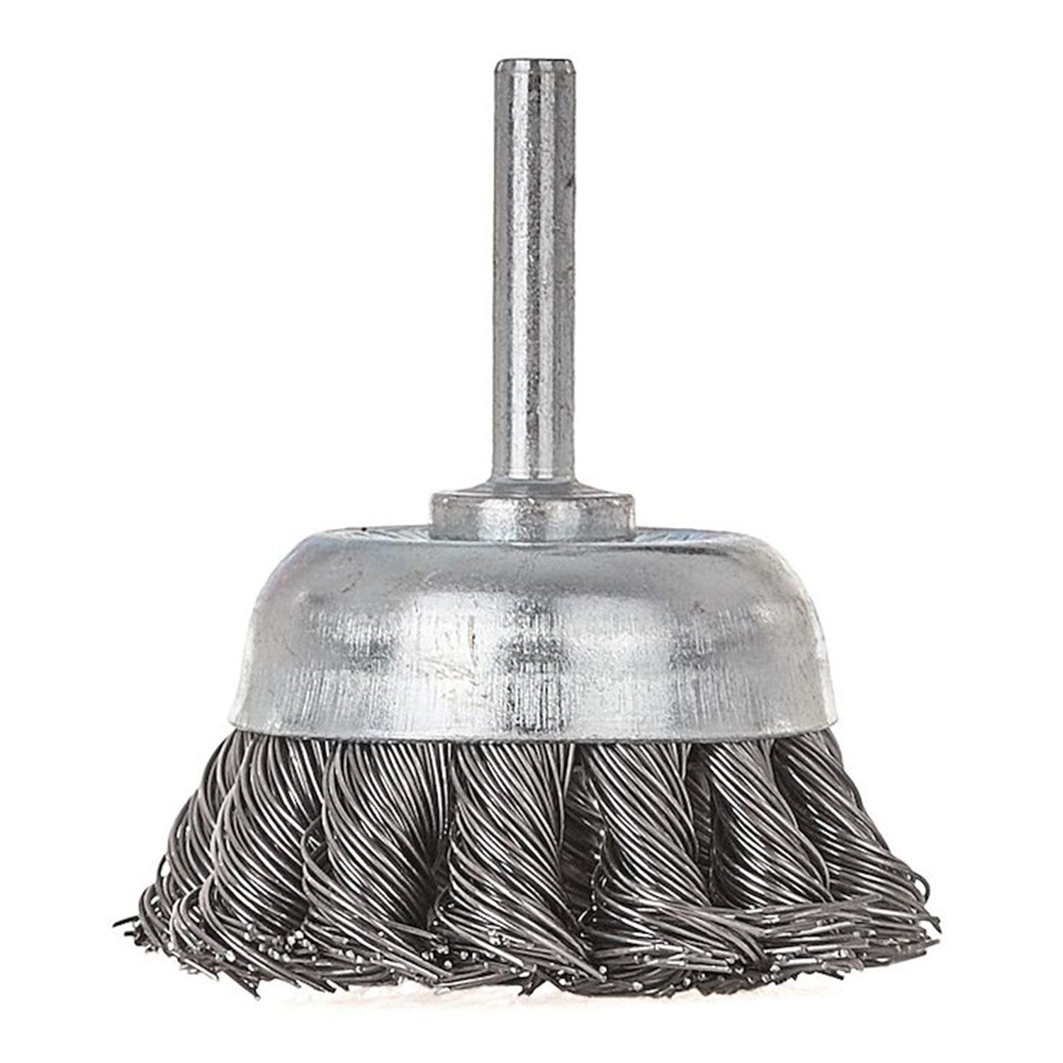 Perie circulara din sarma impletita 50 mm cu ax - pentru curatare metal - GEKO