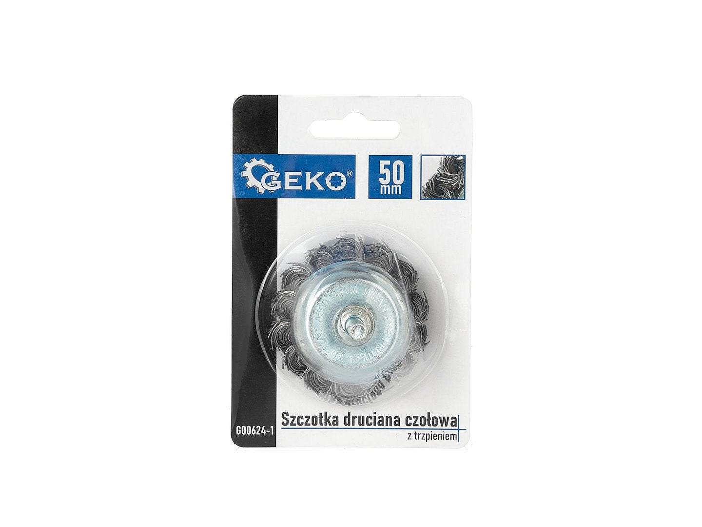 Perie circulara din sarma impletita 50 mm cu ax - pentru curatare metal - GEKO