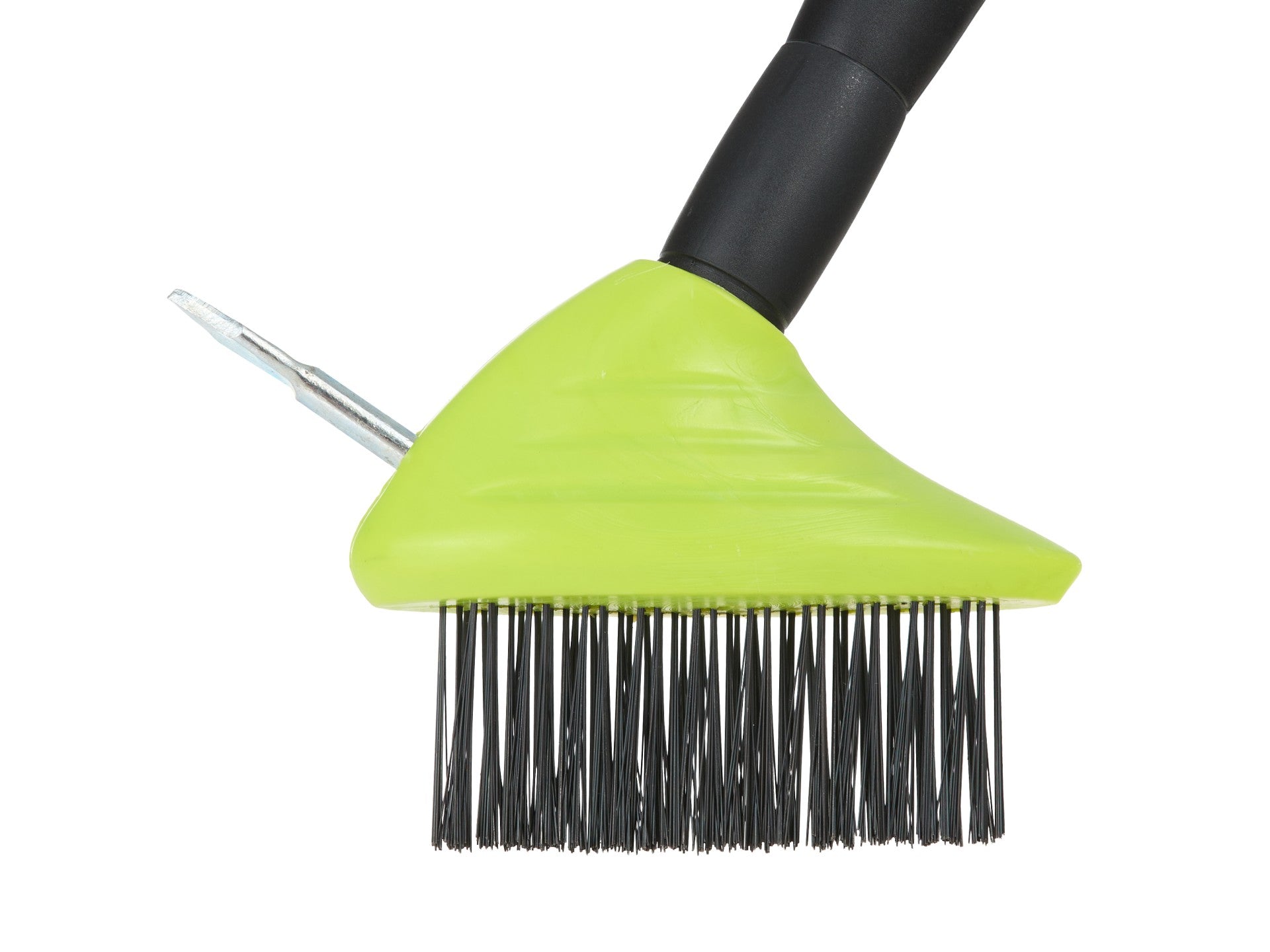Perie de sarma cu racleta pentru pavaj pietruit, maner telescopic din plastic