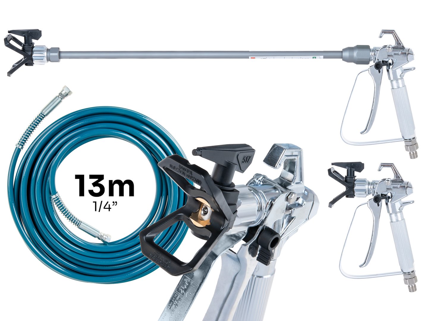 Pistol agregat pompa de vopsit hidrodinamica airless sp460 1000w 210bar 1.8l/min furtun 13m, duza 517