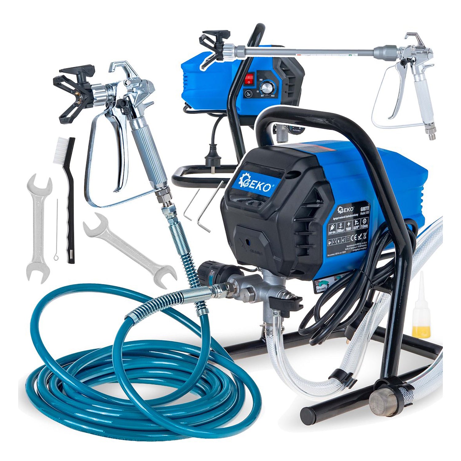 Pistol agregat pompa de vopsit hidrodinamica airless x10 700W 200bar 1l/min furtun 7.5m, duza 517