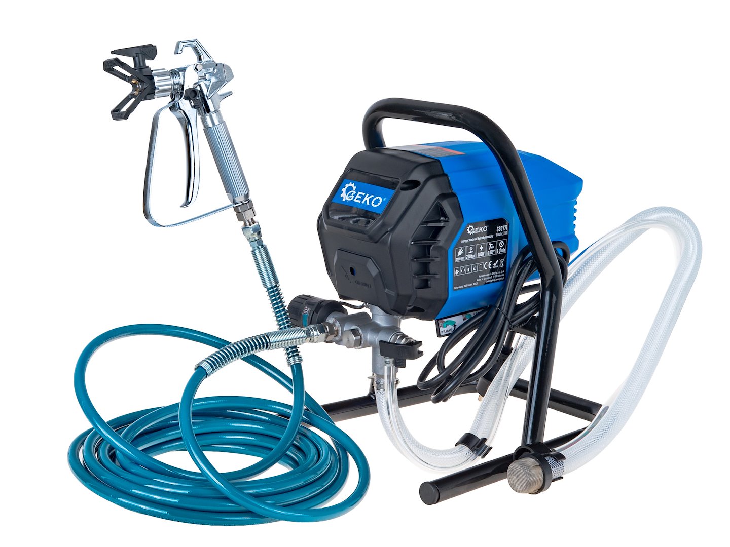 Pistol agregat pompa de vopsit hidrodinamica airless x10 700W 200bar 1l/min furtun 7.5m, duza 517