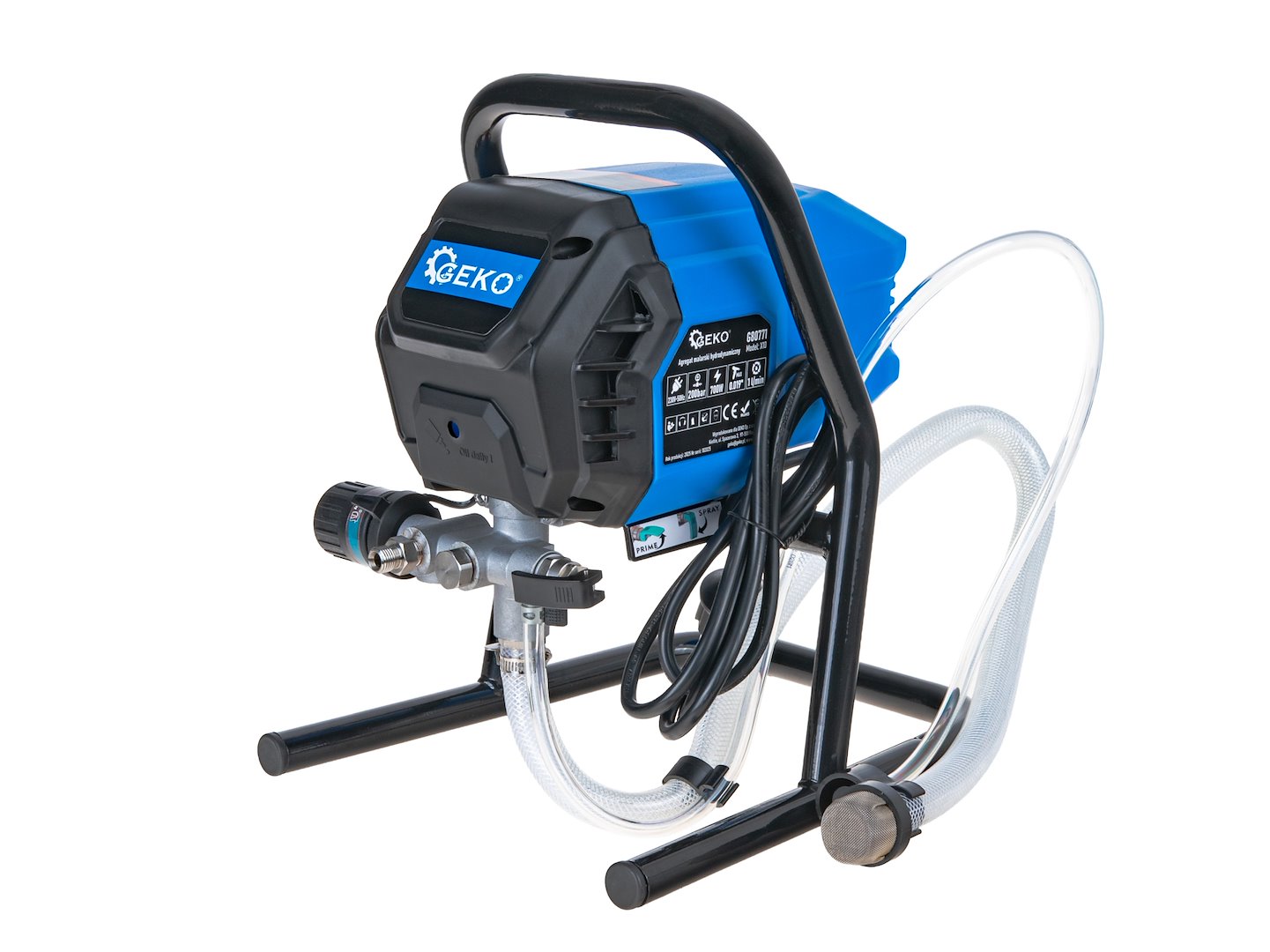 Pistol agregat pompa de vopsit hidrodinamica airless x10 700W 200bar 1l/min furtun 7.5m, duza 517