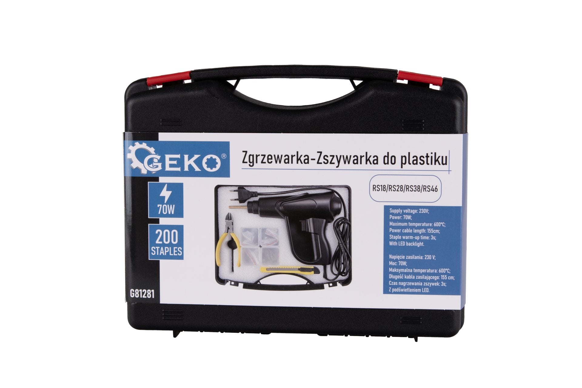 Pistol de lipit si reparat plastic 70W cu 200 capse