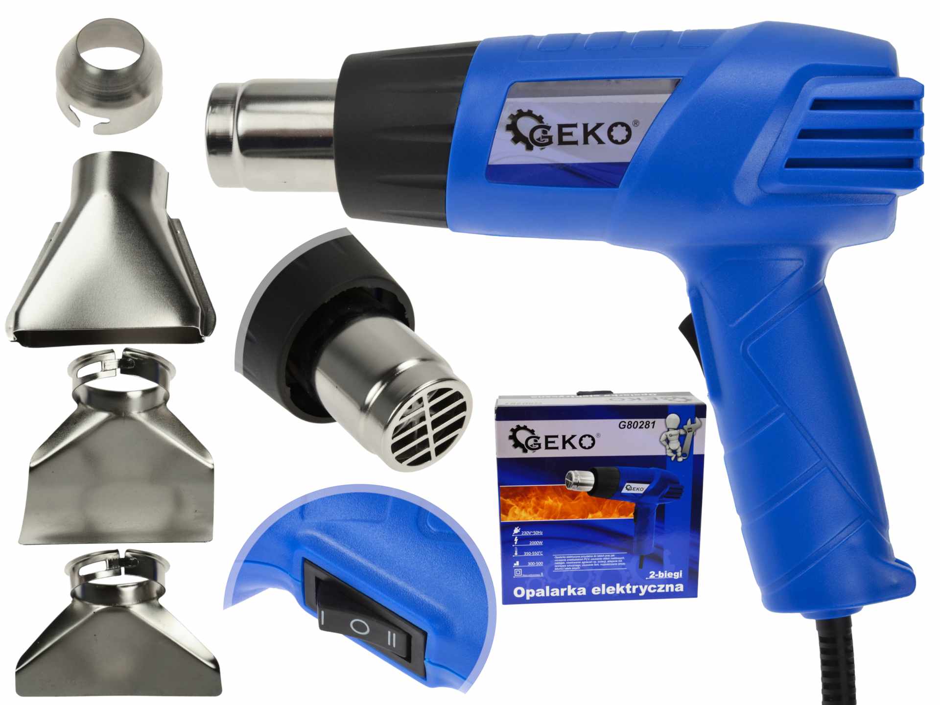 Pistol de suflat aer cald cu accesorii 2000W