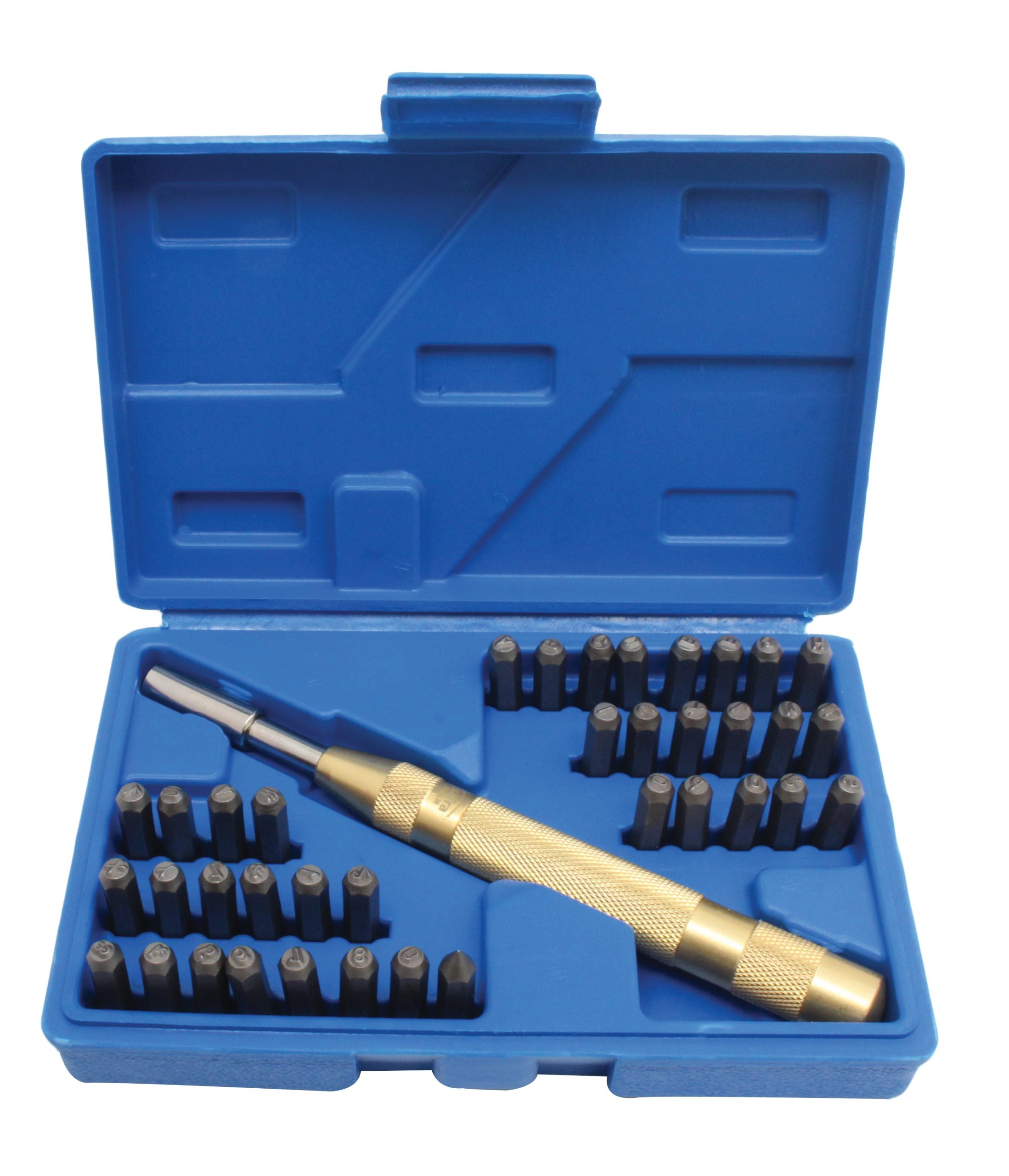 Poansoane litere si cifre cu punctator automat – set 38 piese, 170 mm, 4 mm