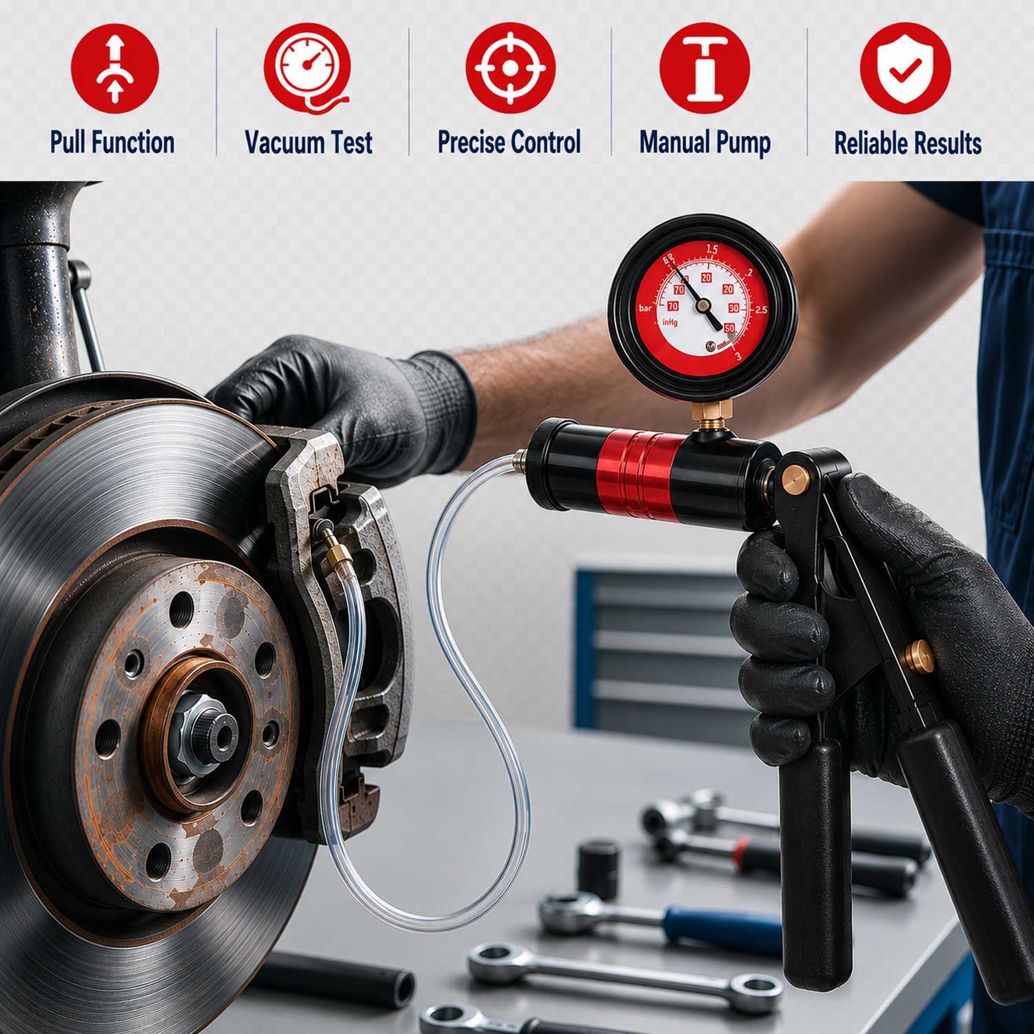 Pompa tester de presiune si vacuum GEBO TOOLS